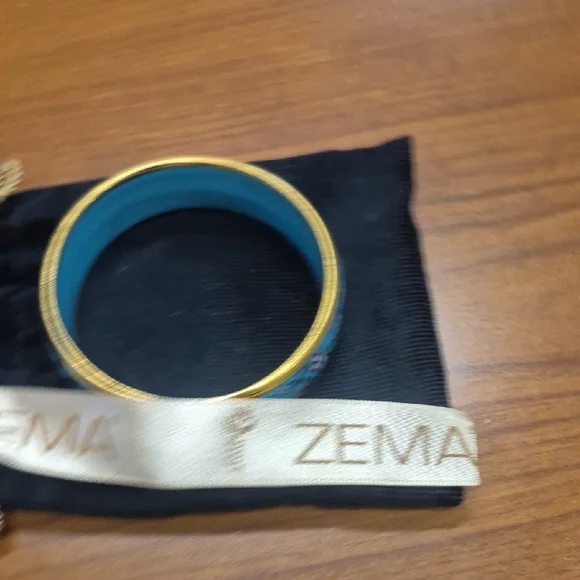 Blue Floral Enamel Bangle Bracelet - Picture 4 of 6